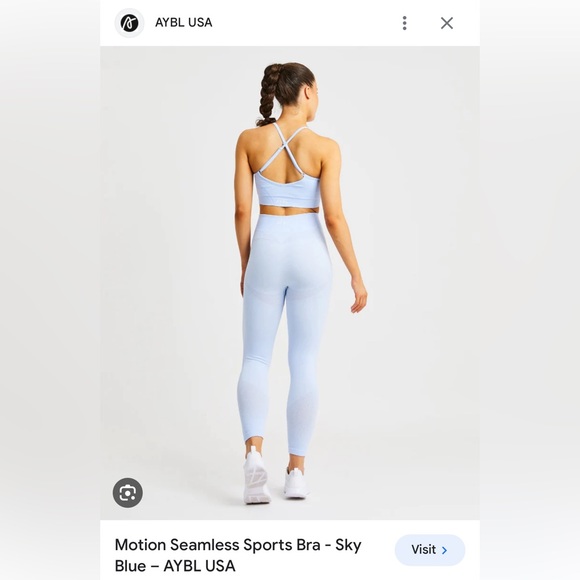 AYBL USA - Motion Seamless Sky Blue Gym Workout Set - Picture 2 of 9